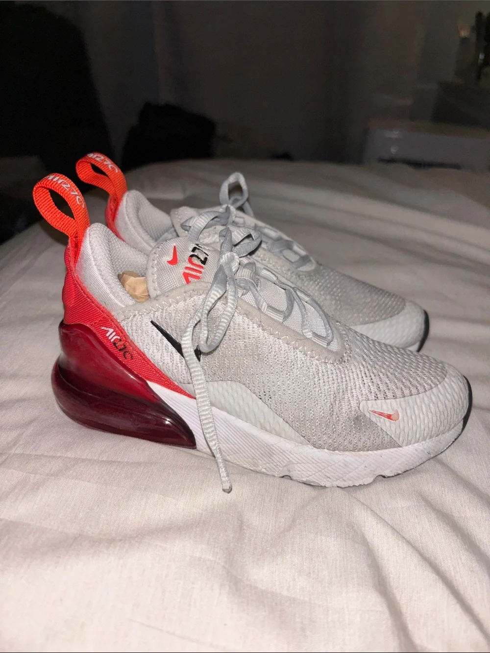 Nike Kids Light Gray and Red Sneakers